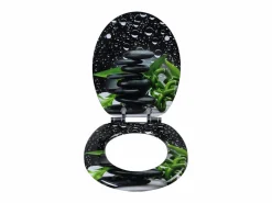 Asiento de inodoro tapa de inodoro de madera robusta con mecanismo de cierre suave para baño 19_0000703^Helloshop26 Online