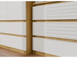 TOPESHOP Cómoda|ASTER – Cómoda ancha para dormitorio, salón o oficina – 6 cajones – 138x40x75 cm – Artesanal y blanco