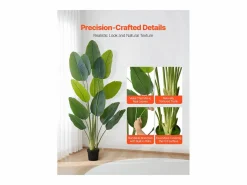 Planta Artificial|Ave del Paraíso Artificial SucceBuy, 1,8 m, Planta Artificial Tropical en Maceta, Falso Árbol Tropical, Planta Falsa Hojas Polietileno para Salón