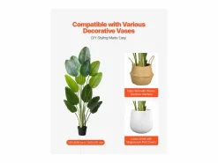 Planta Artificial|Ave del Paraíso Artificial SucceBuy, 1,8 m, Planta Artificial Tropical en Maceta, Falso Árbol Tropical, Planta Falsa Hojas Polietileno para Salón