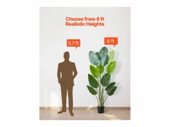 Planta Artificial|Ave del Paraíso Artificial SucceBuy, 1,8 m, Planta Artificial Tropical en Maceta, Falso Árbol Tropical, Planta Falsa Hojas Polietileno para Salón