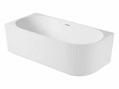 Bañera acrílica acanalada semi-isla blanca 170cm - Esquina izquierda STRIA Blanco