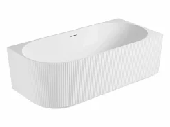 Bañera acrílica acanalada semi-isla blanca 170cm - Ángulo recto STRIA^ Outlet