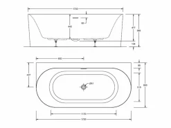 Bañera Semi Exenta|Bañera acrílica blanca de pared FORMA de 170 cm