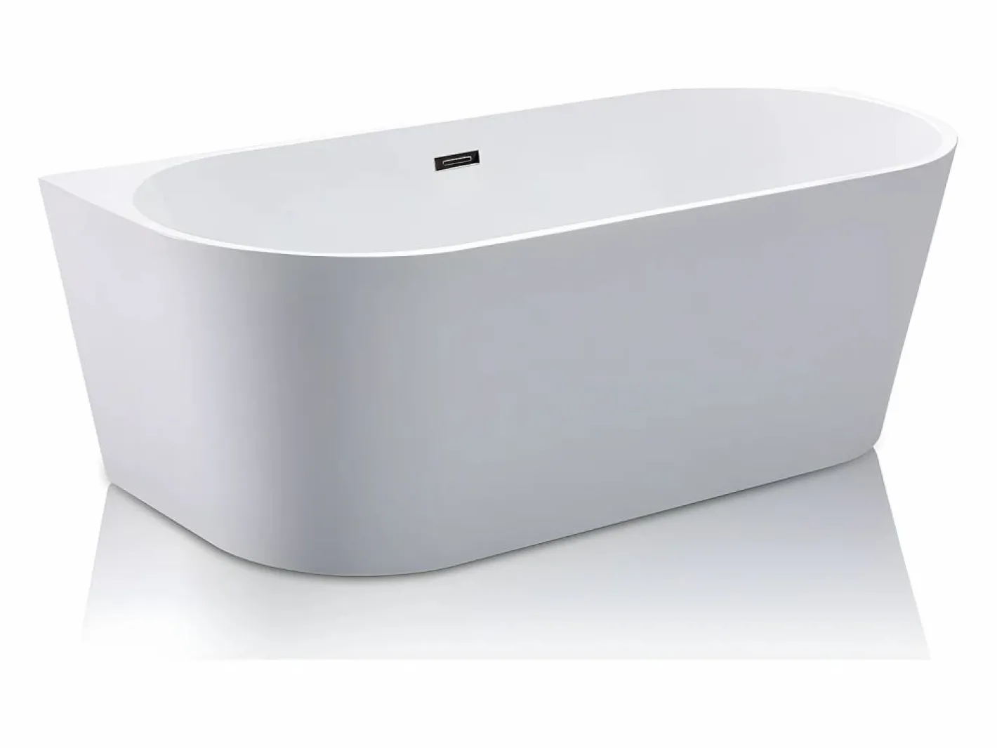 Shower & Design Bañera Semi Exenta|Bañera acrílica blanca, 255L, 180 x 75 x 58 cm, DIVINA