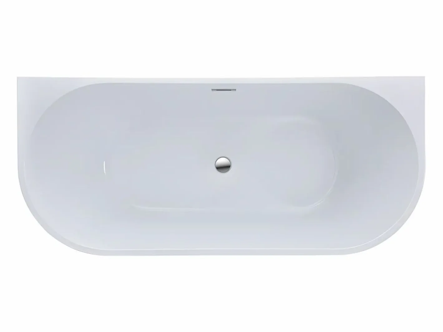 Shower & Design Bañera Semi Exenta|Bañera acrílica blanca, 255L, 180 x 75 x 58 cm, DIVINA