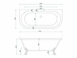 Rea Bañera Acrílica De Pared Korfu 170Cm White + Tapón De Bañera Blanco Discount
