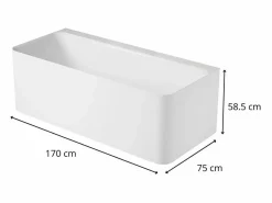 Bañera Semi Exenta|Bañera acrílica de pared URBAN blanca de 170 cm