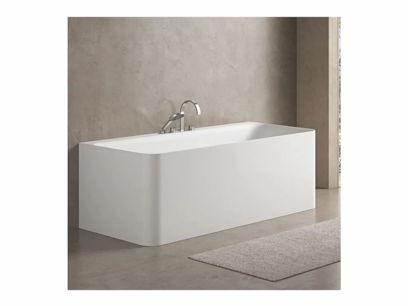 Bañera Semi Exenta|Bañera acrílica de pared URBAN blanca de 170 cm