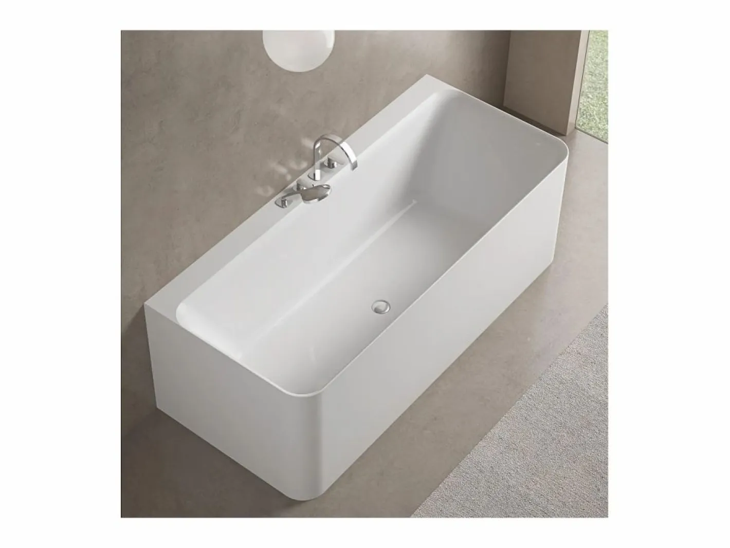 Bañera Semi Exenta|Bañera acrílica de pared URBAN blanca de 170 cm