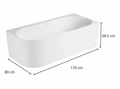 Bañera acrílica semi-exenta blanca 170cm - Ángulo recto FORMA^ Outlet