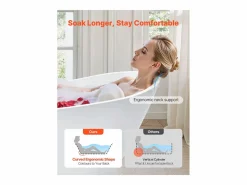 Bañera Autoportante SucceBuy en Acrílico, Bañera Isla Moderna y Elegante, 170x74 cm, Gran Capacidad 215 L, con Rebosadero y Desagüe en Níquel Cepillado^ Sale