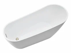 Bañera Autoportante SucceBuy en Acrílico, Bañera Isla Moderna y Elegante, 170x74 cm, Gran Capacidad 215 L, con Rebosadero y Desagüe en Níquel Cepillado^ Sale