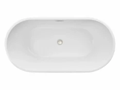 Bañera Exenta|Bañera Autoportante SucceBuy en Acrílico, Bañera Isla Moderna y Elegante, 150x75 cm, Gran Capacidad 230 L, con Rebosadero y Desagüe en Níquel Cepillado