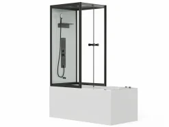 Shower & Design Cabina De Ducha|Bañera Ducha|Bañera con ducha balneario - Negro - L150 x P75 x Alt. 215 cm - 36 jets - DARIA