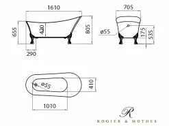 Bañera con patas BALMAIN 161 cm patas ÁGUILA COBRE ENVEJECIDO^ROGIER & MOTHES Best