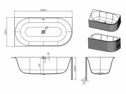 Bañera de esquina - 200L - mate - AcrÃ­lico - Esquina izquierda - 150cm - BARBORI^Shower & Design New