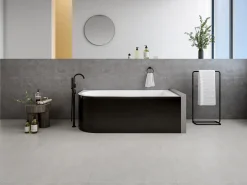 Shower & Design Bañera Rinconera|Bañera de esquina ovalada negra de acrílico, 240L, 170 x 75 x 58 cm, ángulo recto, ANIKA