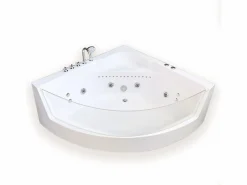 ELITESHOPPING Bañera De Hidromasaje|Bañera Rinconera|Bañera de hidromasaje 150 x 150 cm Cromoterapia 8 jets – White Maple