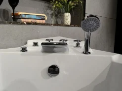 Bañera de hidromasaje angular de cristal, 2 plazas, 330 L, 138 x 138 x 59 cm - EVELINA^Shower & Design New
