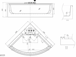 Bañera de hidromasaje angular de cristal, 2 plazas, 330 L, 138 x 138 x 59 cm - EVELINA^Shower & Design New