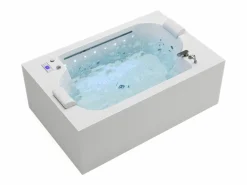 Shower & Design Bañera De Hidromasaje|Bañera de hidromasaje blanca - 2 plazas - 450 L - 185 x 120 x 65 cm - DEFORIA