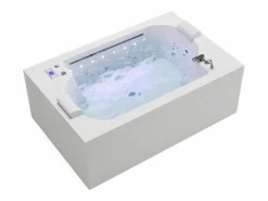 Shower & Design Bañera De Hidromasaje|Bañera de hidromasaje blanca - 2 plazas - 450 L - 185 x 120 x 65 cm - DEFORIA