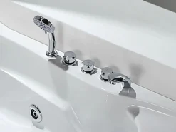 Shower & Design Bañera De Hidromasaje|Bañera Rinconera|Bañera de hidromasaje blanca - 2 plazas - 385 L - 181 x 121 x 65 cm - Ángulo izquierdo - RAFINA