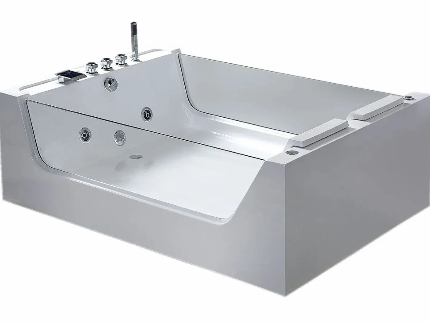 ELITESHOPPING Bañera de hidromasaje con cristal panorámico 170 X 120 cm 8 jets - Gemma Blanco Outlet