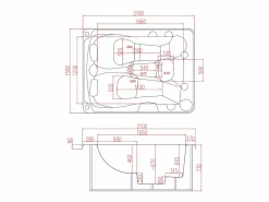 VOGUE SPA Bañera De Hidromasaje De Exterior|Bañera de hidromasaje de 3 plazas perlado con cubierta, 65 chorros, Ancho 210 x Prof. 158 x Alt. 73 cm, motor BALBOA, FIDJI