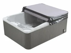 VOGUE SPA Bañera De Hidromasaje De Exterior|Bañera de hidromasaje de 3 plazas perlado con cubierta, 65 chorros, Ancho 210 x Prof. 158 x Alt. 73 cm, motor BALBOA, FIDJI