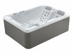 VOGUE SPA Bañera De Hidromasaje De Exterior|Bañera de hidromasaje de 3 plazas perlado con cubierta, 65 chorros, Ancho 210 x Prof. 158 x Alt. 73 cm, motor BALBOA, FIDJI