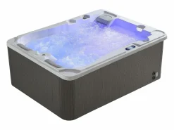 VOGUE SPA Bañera De Hidromasaje De Exterior|Bañera de hidromasaje de 3 plazas perlado con cubierta, 65 chorros, Ancho 210 x Prof. 158 x Alt. 73 cm, motor BALBOA, FIDJI