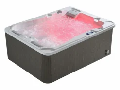 VOGUE SPA Bañera De Hidromasaje De Exterior|Bañera de hidromasaje de 3 plazas perlado con cubierta, 65 chorros, Ancho 210 x Prof. 158 x Alt. 73 cm, motor BALBOA, FIDJI