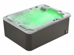 VOGUE SPA Bañera De Hidromasaje De Exterior|Bañera de hidromasaje de 3 plazas perlado con cubierta, 65 chorros, Ancho 210 x Prof. 158 x Alt. 73 cm, motor BALBOA, FIDJI