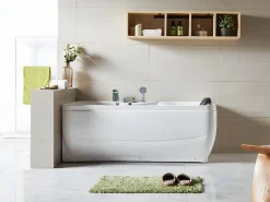 Shower & Design Bañera de hidromasaje GAVINO - 1 plaza - Angulo izquierdo Blanco Clearance