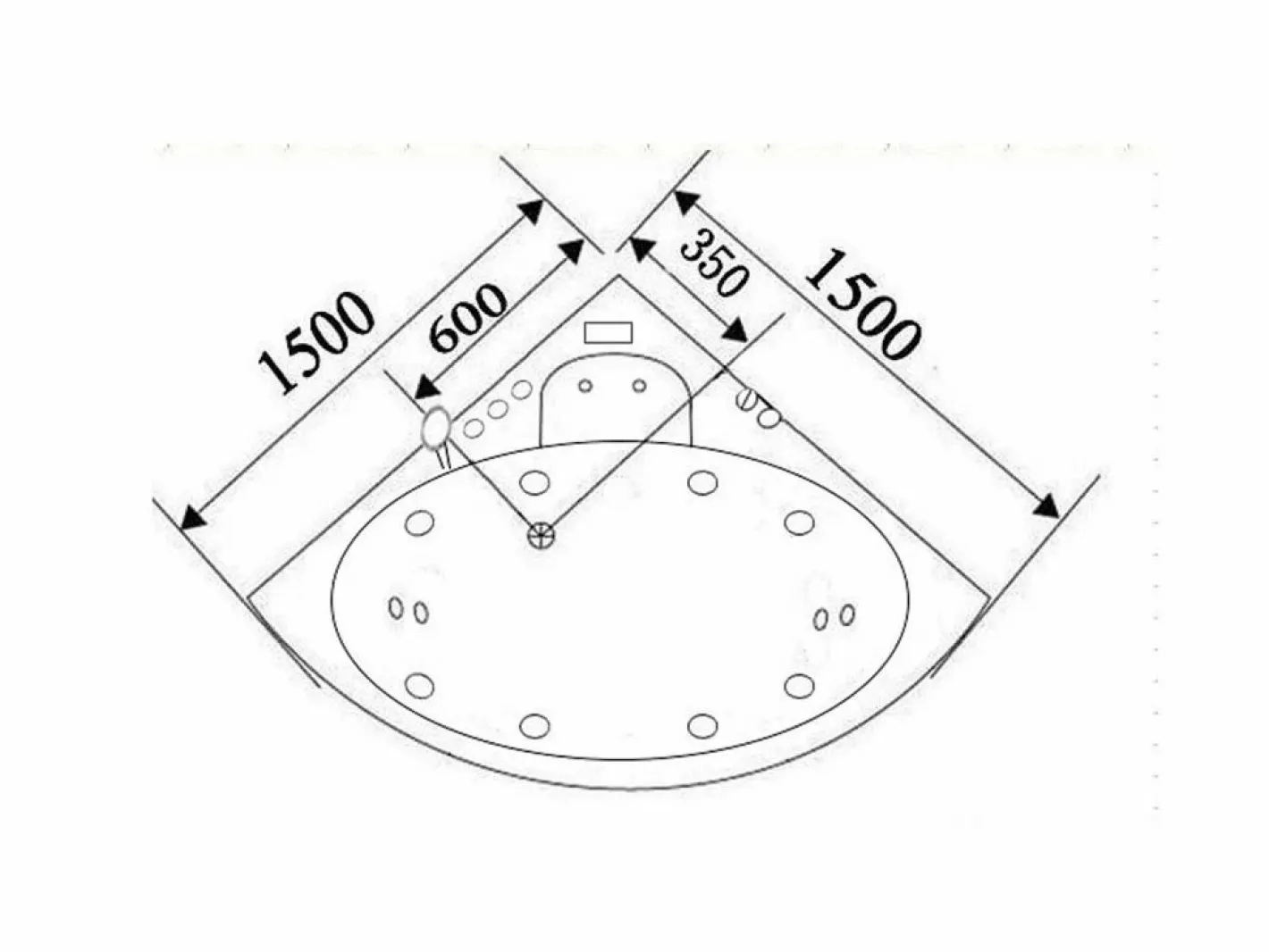 ELITESHOPPING Bañera De Hidromasaje|Bañera Rinconera|Bañera de hidromasaje negra 150 X 150 cm Cromoterapia 14 jets - Verbena