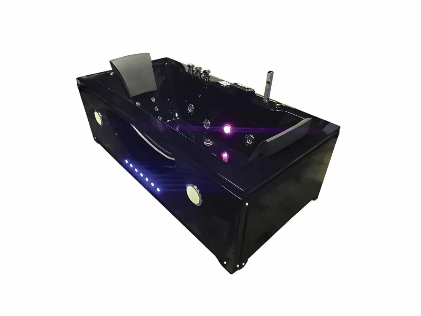 ELITESHOPPING Bañera de hidromasaje negra 180 X 90 cm Cromoterapia 16 jets - Gardenia Negro Hot