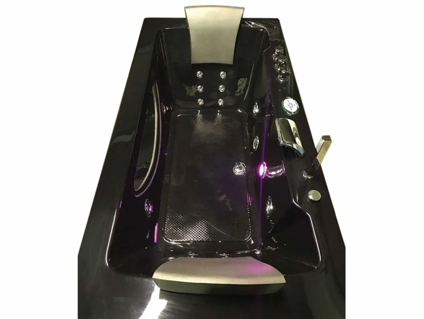 ELITESHOPPING Bañera de hidromasaje negra 180 X 90 cm Cromoterapia 16 jets - Gardenia Negro Hot