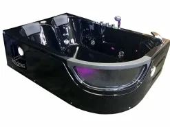 ELITESHOPPING Bañera De Hidromasaje|Bañera Rinconera|Bañera de hidromasaje negra 120 x 180 cm 2 personas 8 jets - Violet