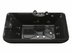 Vente-unique Bañera de hidromasaje negra ángulo derecho, 1 plaza, 150 x 75 x 54,5 cm, 750W, GAVINO Negro Discount