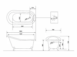 ROGIER & MOTHES Bañera Con Patas|Bañera de Hierro ASHFORD GOLD dorada 156 cm