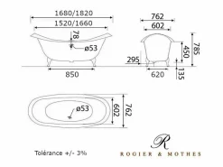 Bañera de Hierro KINGSTON blanca 182 cm Patas BLANCAS^ROGIER & MOTHES Discount