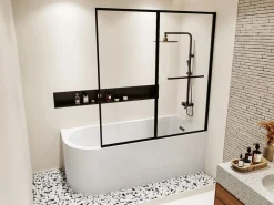 Bañera ducha con mampara corredera, 240 L, ángulo derecho, ANIKA^Shower & Design Discount