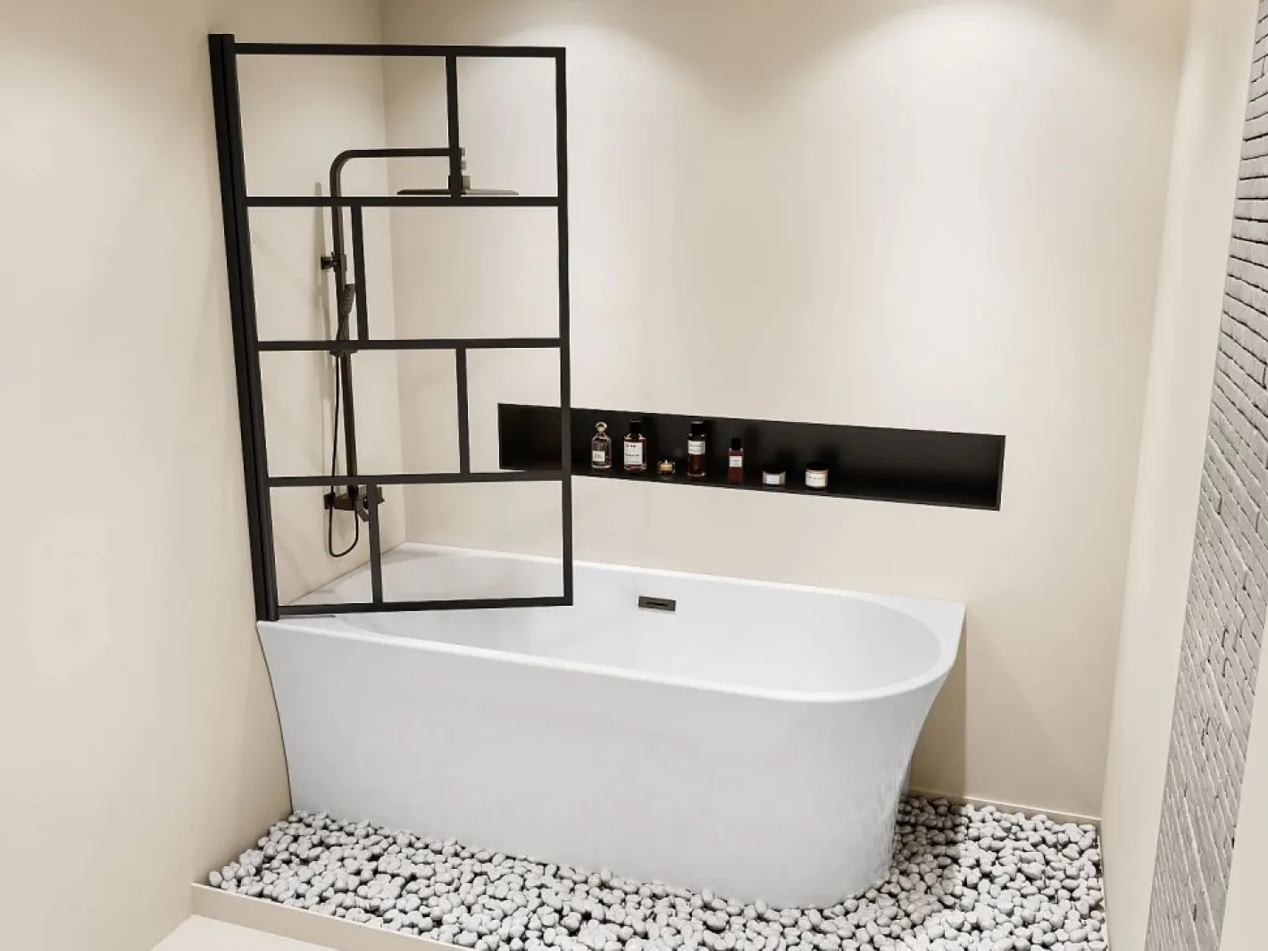 Shower & Design Bañera Rinconera|Bañera Ducha|Bañera ducha con mampara giratoria - 201 L - Ángulo izquierdo - PONTICOLA