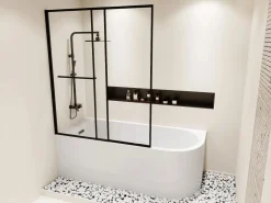 Shower & Design Bañera ducha con toallero, 240 L, ángulo izquierdo, ANIKA Blanco Online