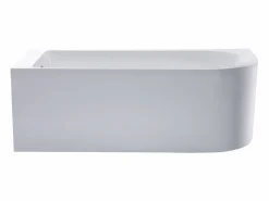 Shower & Design Bañera esquinera ovalado blanca en acrílico, 201L, 150 x 75 x 58 cm, ángulo izquierdo, ANIKA Blanco New