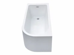 Shower & Design Bañera esquinera ovalado blanca en acrílico, 201L, 150 x 75 x 58 cm, ángulo izquierdo, ANIKA Blanco New