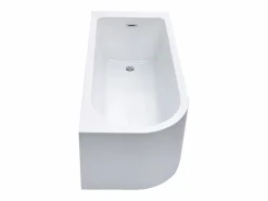 Bañera esquinera ovalado blanca en acrílico, 201L, 150 x 75 x 58 cm, ángulo derecho, ANIKA^Shower & Design Sale