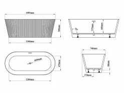 Shower & Design Bañera exenta - 255 L - 149 x 73 x 58 cm - mate - Acrílico - COBIANA Blanco